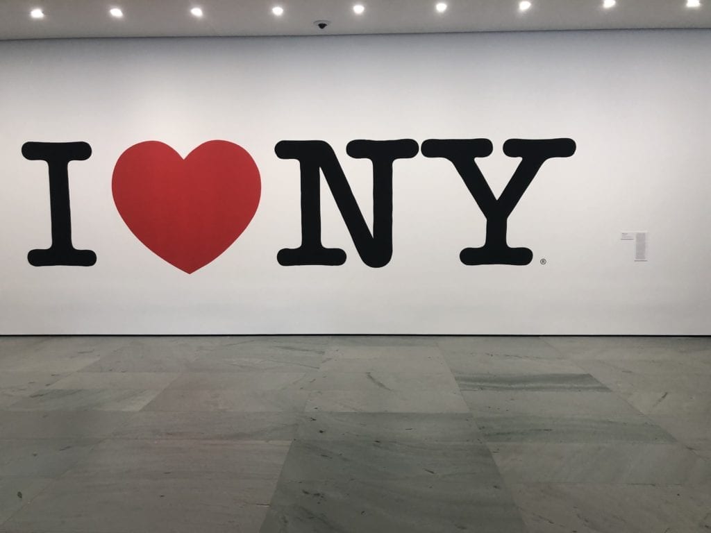 A special installation of the iconic “I ♥ NY” logo (1976), designed by Milton Glaser at the MoMA.